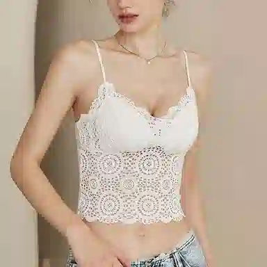 内在密码 美背背心一体式内衣女夏季薄款性感法式带胸垫免穿文胸罩蕾丝显瘦纯欲性感内搭外穿吊带