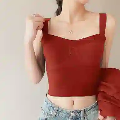 内在密码 蚕丝羊毛打底上衣无痕宽肩带显瘦内搭外穿带胸垫一体保暖背心 女款