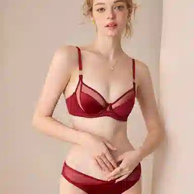 内在密码 红色结婚新娘薄款大胸显小胸性感本命年内衣裤套装 女款