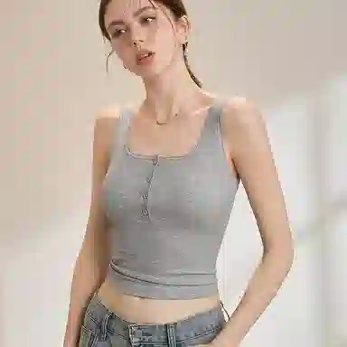 内在密码 方领带胸垫可外穿辣妹打底修身显瘦内搭背心 女款