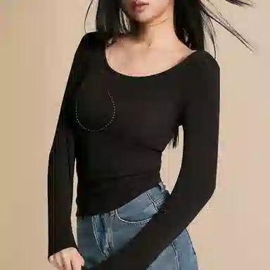 内在密码 带胸垫加绒大圆领内搭外穿显瘦打底衣秋冬保暖内衣 女款