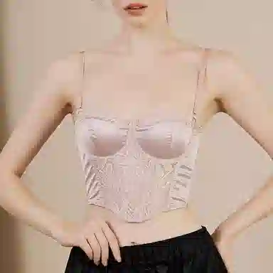 内在密码 半杯内衣女二分之一法式性感浪漫鱼骨蕾丝胸衣小胸聚拢塑型显瘦内搭小吊带