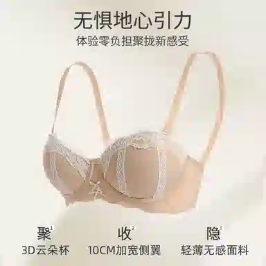 内在密码 聚拢内衣女小胸显大纯欲风格蕾丝花边法式性感半杯无钢圈上托防下垂收副乳文胸 女款