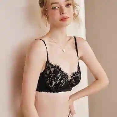 内在密码 法式低胸薄款大胸显小聚拢软钢圈性感禁欲蕾丝抹胸叠穿文胸 女款