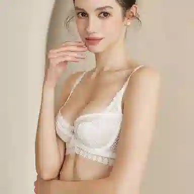 内在密码 性感法式蕾丝薄款二分之一半杯内衣女大胸显小文胸防下垂软钢圈法式显瘦兔耳杯夏