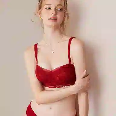 内在密码 低胸二分之一半杯小胸聚拢本命年显大蕾丝结婚新娘内衣裤套装 女款