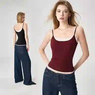 内在密码 假两件带胸垫吊带文胸一体背心 女款