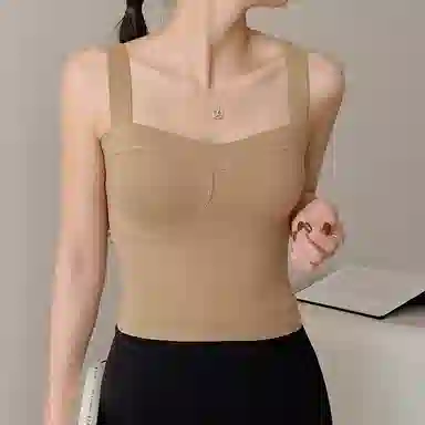 内在密码 蚕丝保暖吊带背心女带胸垫免穿文胸罩高级简约显瘦打底上衣美拉德穿搭