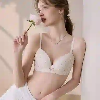 内在密码 法式小清新碎花蕾丝小胸不空杯无钢圈上托收副乳文胸 女款