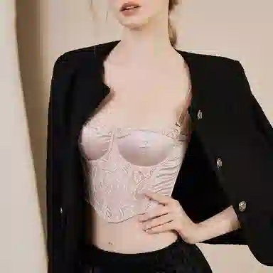 内在密码 半杯内衣女二分之一法式性感浪漫鱼骨蕾丝胸衣小胸聚拢塑型显瘦内搭小吊带