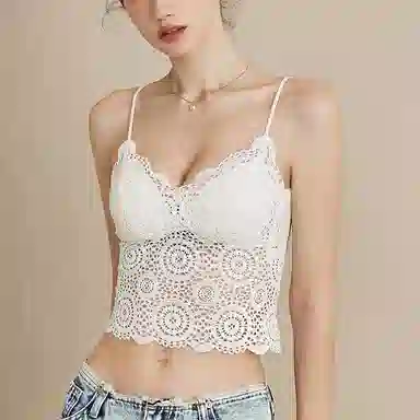 内在密码 美背背心一体式内衣女夏季薄款性感法式带胸垫免穿文胸罩蕾丝显瘦纯欲性感内搭外穿吊带