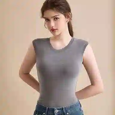 内在密码 羊毛蚕丝蓄热薄绒无痕纯色打底坎肩修身简约内搭上衣秋冬保暖上装 女款