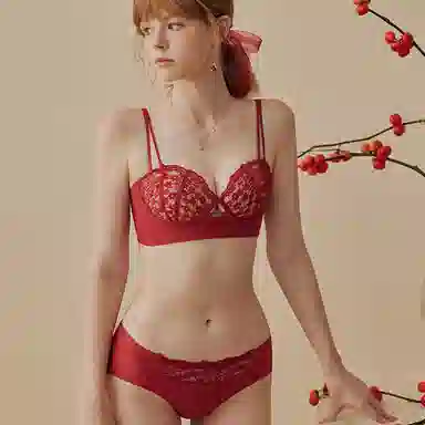 内在密码 小胸聚拢不空杯无痕无钢圈薄款性感蕾丝纯欲文胸套装 礼盒装