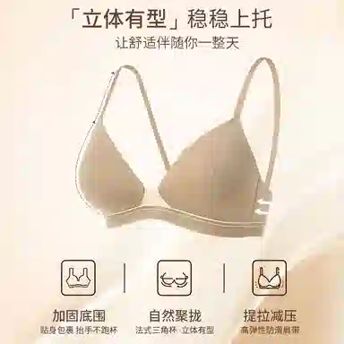 内在密码 法式无痕内衣女小胸聚拢无钢圈上托防下垂一片式三角杯舒适文胸罩 女款
