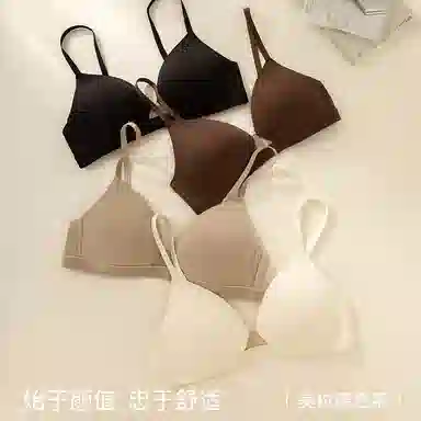 内在密码 法式无痕内衣女小胸聚拢无钢圈上托防下垂一片式三角杯舒适文胸罩 女款