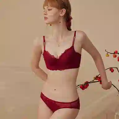 内在密码 薄款大胸显小本命年性感聚拢内衣裤套装 女款