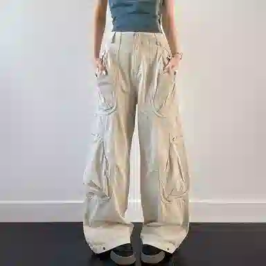 内在密码 设计感美式多口袋宽松直筒牛仔裤 男女同款