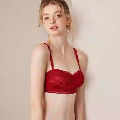 内在密码 低胸二分之一半杯小胸聚拢本命年显大蕾丝结婚新娘内衣裤套装 女款