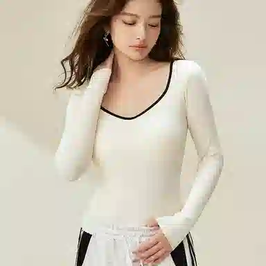 内在密码 赫本领保暖内衣女秋冬免穿文胸聚拢内搭外穿打底衫上衣 女款