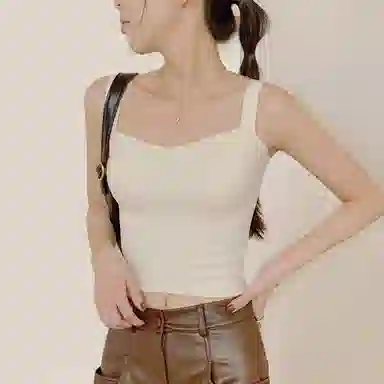 内在密码 蚕丝羊毛打底上衣无痕宽肩带显瘦内搭外穿带胸垫一体保暖背心 女款