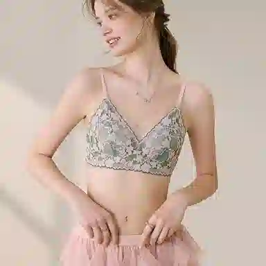 内在密码 法式蕾丝美背透气不凸点内衣植物花卉文胸 女款
