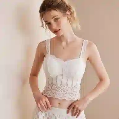 内在密码 蕾丝抹胸内搭带胸垫性感防走光美背背心 女款