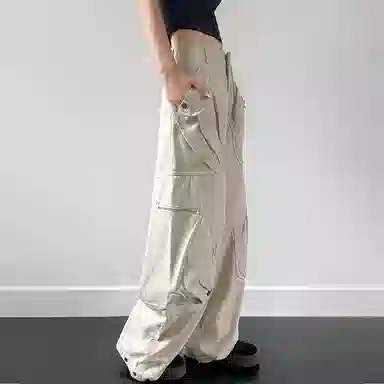 内在密码 设计感美式多口袋宽松直筒牛仔裤 男女同款