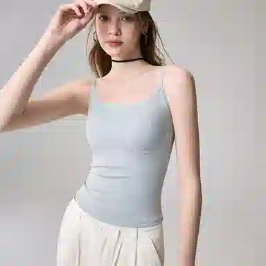 内在密码 法式慵懒风不透带胸垫可外穿纯色吊带 女款