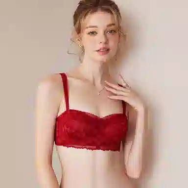 内在密码 低胸二分之一半杯小胸聚拢本命年显大蕾丝结婚新娘内衣裤套装 女款