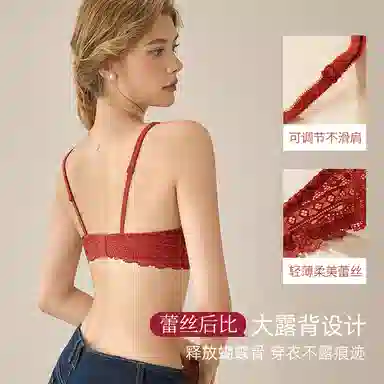 内在密码 本命年内衣女蕾丝性感小胸三角杯无钢圈上托防垂结婚新娘文胸 女款