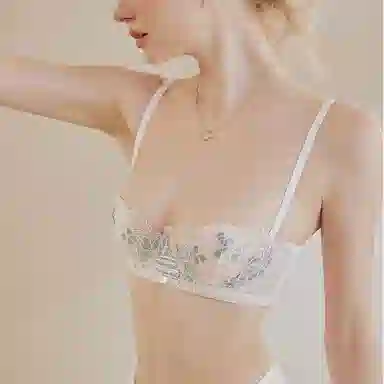 内在密码 法式半杯文胸吊带裙专用内衣女薄款大胸显小二分之一低胸兔耳杯性感胸罩夏