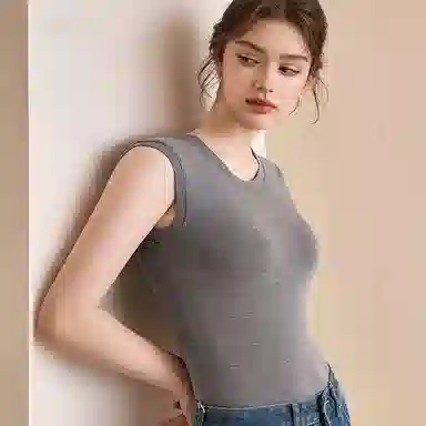 内在密码 羊毛蚕丝蓄热薄绒无痕纯色打底坎肩修身简约内搭上衣秋冬保暖上装 女款