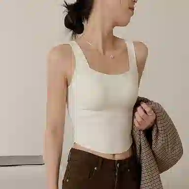 内在密码 蚕丝保暖吊带女美拉德高级简约穿搭带胸垫显瘦修身打底上衣