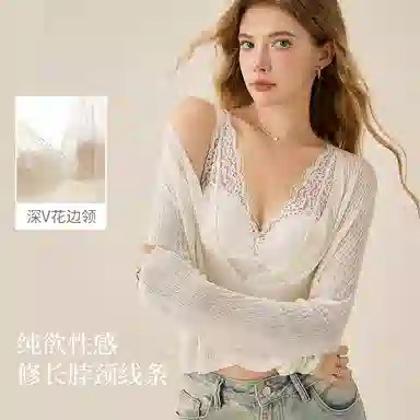 内在密码 纯欲蕾丝薄款透气小胸聚拢收副乳法式性感文胸 女款