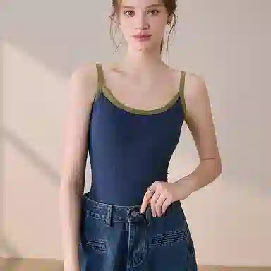 内在密码 撞色背心带胸垫修身通勤吊带 女款