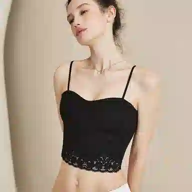 内在密码 蕾丝抹胸背心女带胸垫一体式免穿文胸美背内衣薄款纯欲百搭性感小吊带