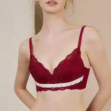 内在密码 红色内衣内裤本命年女小胸聚拢显大上托平胸专用性感蕾丝结婚新娘文胸套装