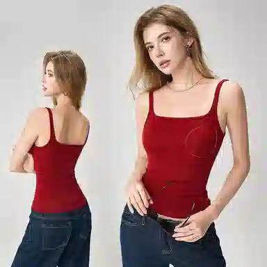 内在密码 蚕丝方领自带胸垫显瘦百搭吊带 女款