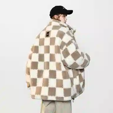 MEIPIN TANG Plaid Logo Fleece Jacket