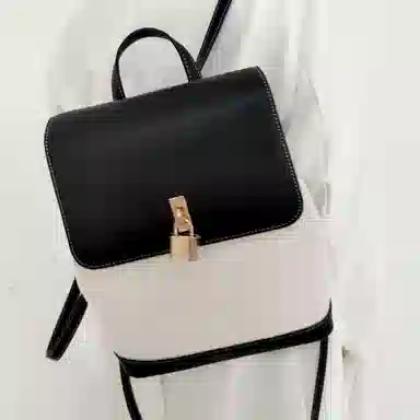 莫西里里 时尚通勤出游旅行高级感 帆布 书包背包双肩包 中号 女款 黑金色