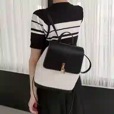 莫西里里 时尚通勤出游旅行高级感 帆布 书包背包双肩包 中号 女款 黑金色