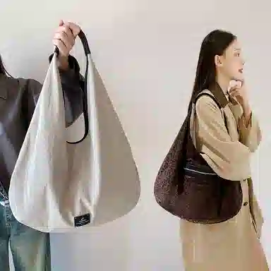 妙迪 通勤系列时尚潮流百搭纯色高级双面豹纹可用一包两背超轻便柔软大容量腋下三角托特包 织物 单肩包 常规 女款 椰青灰