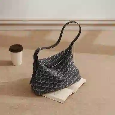 妙迪 通勤松弛小众 织物 单肩包 常规 女款 丹宁黑