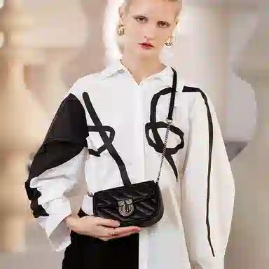 妙迪 小众高级质感时尚 牛皮 腋下包链条包单肩包斜挎包 女款 米白色