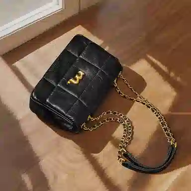 妙迪 复古高级感时尚简约百搭 牛皮 单肩包 女款 子夜黑