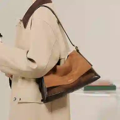 妙迪 新款时尚高级感 牛皮合成革 腋下包斜挎包单肩包 常规 女款 黑色