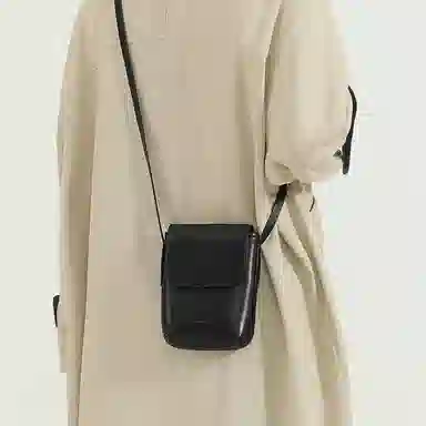 妙迪 竖款磁扣开合 牛皮 单肩包斜挎包手机包 中号 女款 棕色