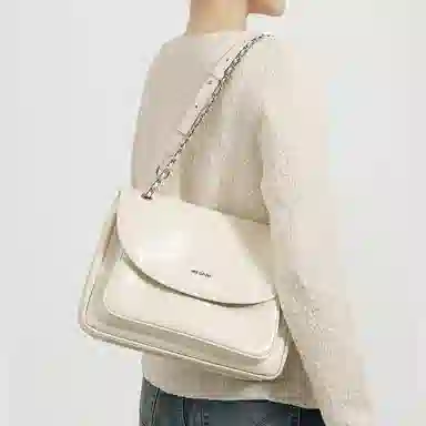 妙迪 高级感 牛皮 单肩包 常规 女款 白色