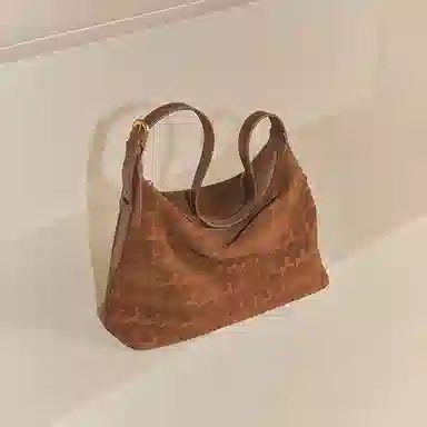 妙迪 早秋人气款冬季双面可背时尚潮流百搭托特包麂皮植鞣头层 牛皮革 单肩包 常规 女款 焦糖棕