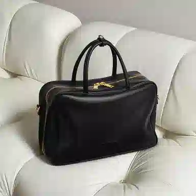 妙迪 大容量保龄球包 牛皮 手提包 女款 曜石黑